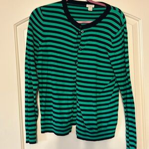 J. Crew Navy and Kelly Green Cardigan